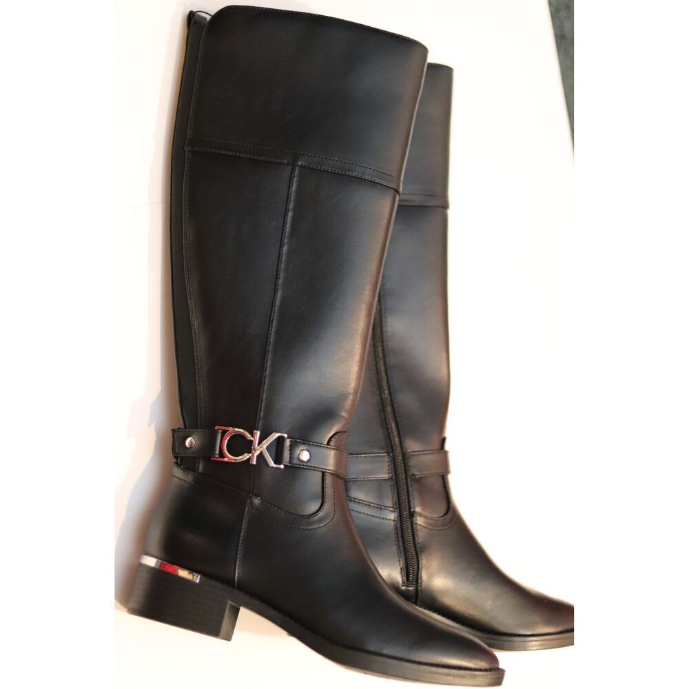 Calvin Klein Daphny Knee High Block Heel Boots Sz 6